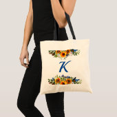 Tote Bag Demoiselle d'honneur Boho Floral Soleil Monogramme (Devant (produit))