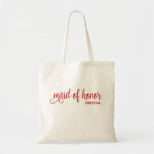 Tote Bag Demoiselle d'honneur Calligraphie Rouge Bach