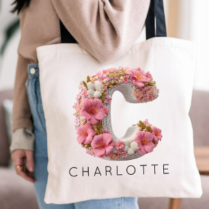 Tote Bag Demoiselle d'honneur Coquette Florale Lettre C N