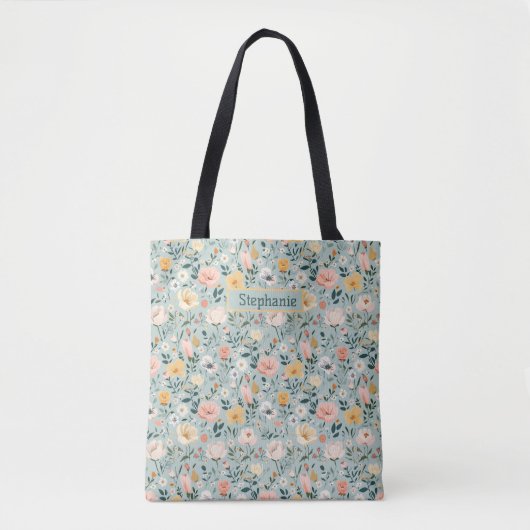 Tote Bag Demoiselle d'honneur de fleurs de pêche roses blan (Devant)