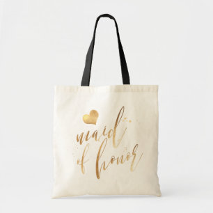 Tote Bag Demoiselle d'honneur/Écriture en faux or de PixDez