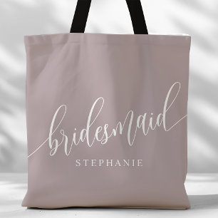 Tote Bag Demoiselle d'honneur écriture moderne lavande pous