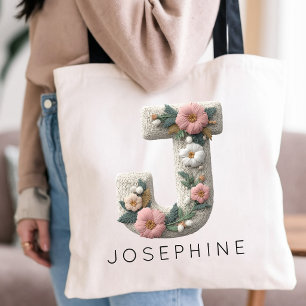 Tote Bag Demoiselle d'honneur Effet de broderie florale a