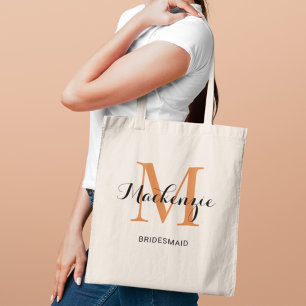 Tote Bag Demoiselle d'honneur élégante monogramme en terrac