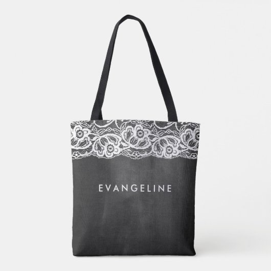 Tote Bag Demoiselle d'honneur en dentelle sur tableau noir (Dos)