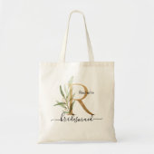 Tote Bag Demoiselle d'honneur Feuille d'or Foliage Monogram (Devant)