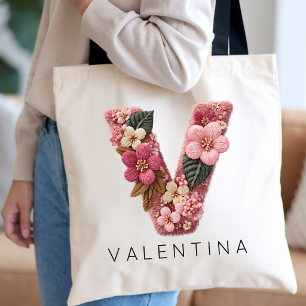 Tote Bag Demoiselle d'honneur Fleur de monogramme vintage