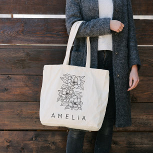 Tote Bag Demoiselle d'honneur Fleur sauvage Nom