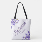 Tote Bag Demoiselle d'honneur fleurs lavande violettes écri (Dos)