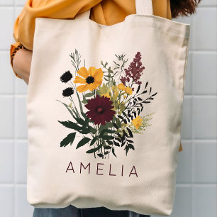 Tote Bag Demoiselle d'honneur Fleurs sauvages Maman Fête