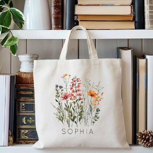 Tote Bag Demoiselle d'honneur   Fleurs sauvages personnalis