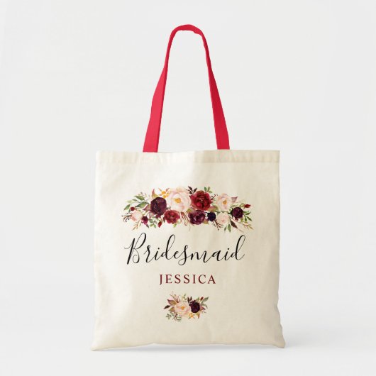Tote Bag demoiselle d'honneur florale de Bourgogne (Devant)