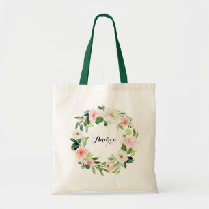 Tote Bag Demoiselle d'honneur florale de guirlande de roses
