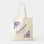 Tote Bag Demoiselle d'honneur florales lavande violet écrit (Dos)