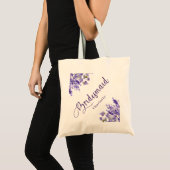 Tote Bag Demoiselle d'honneur floraux lavande violet écritu (Devant (produit))