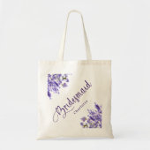 Tote Bag Demoiselle d'honneur floraux lavande violet écritu (Devant)