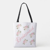Tote Bag Demoiselle d'honneur Joli écriture florale rose (Dos)