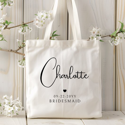 Tote Bag Demoiselle d'honneur Mariage Écriture Simple Moder