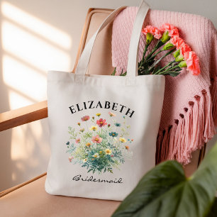 Tote Bag Demoiselle d'honneur Mariée aux fleurs sauvages