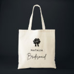 Tote Bag Demoiselle d'honneur Minimal Coquette Noir à nœud<br><div class="desc">Le Sac fourre-tout Demoiselle d'honneur Minimal Coquette Noir à nœud papillon  apporte une touche d'élégance à votre cortège nuptial. Avec son nœud délicat et son écriture stylisée,  il est parfait pour transporter l'essentiel tout en célébrant votre journée spéciale.</div>