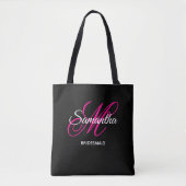 Tote Bag Demoiselle d'honneur Monogramme fantaisie Noir Bla (Devant)