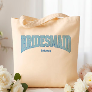 Tote Bag Demoiselle d'honneur Navy + Bleu Faux Paillettes