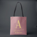 Tote Bag Demoiselle d'honneur personnalisée avec monogramme<br><div class="desc">C'est un design de monogramme personnalisé simple, moderne. Ce design élégant est dans le rose poussiéreux tendance avec une typographie stylée. C'est parfait comme cadeau personnalisé pour votre demoiselle d'honneur ou comme cadeau de remerciement pour votre cortège de mariée ou comme cadeau pour votre enterrement de vie de jeune fille....</div>