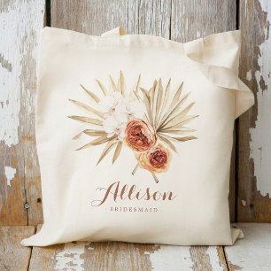 Tote Bag Demoiselle d'honneur personnalisée florale bohème