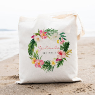 Tote Bag Demoiselle d'honneur personnalisée palmier tropica