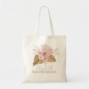Tote Bag Demoiselle d'honneur Rose Floral Boho Mariage Pers