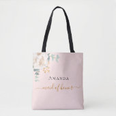 Tote Bag Demoiselle d'honneur rose gold floral eucalyptus v (Devant)