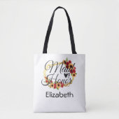 Tote Bag Demoiselle d'honneur Tournesols Roses Cadre Or Bri (Devant)