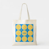 Tote Bag Demoiselle tranche de citron Aqua et jaune (Dos)