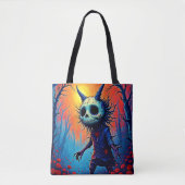 Tote Bag Démon déplaisant en bois Éffrayant (Devant)
