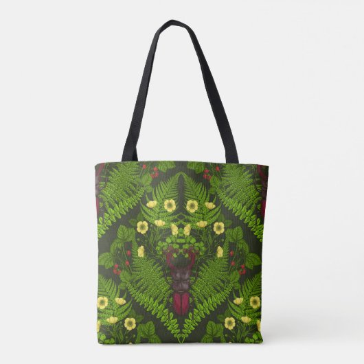 Tote Bag Dendroctones et fougères, feuilles verts (Dos)