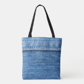 Tote Bag Dénim Bleu : Jeans Classique Texture. (Dos)