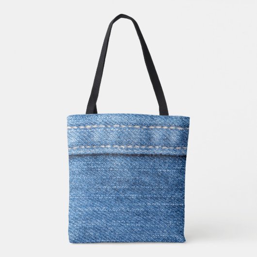 Tote Bag Dénim Bleu : Jeans Classique Texture. (Dos)