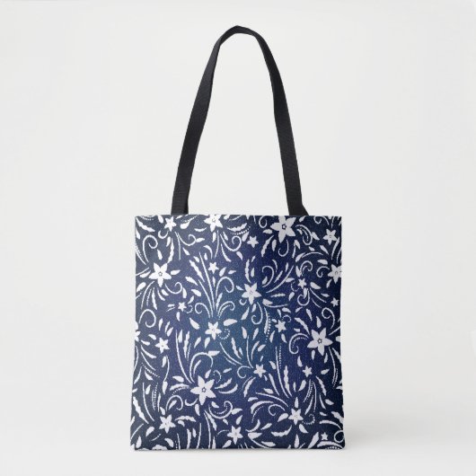 Tote Bag Denim Blooms : Floral Pattern Arrière - plan (Devant)