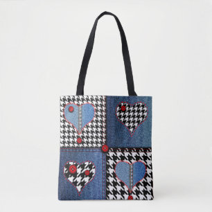 Tote Bag Denim Patchwork : Motif en tissu transparent