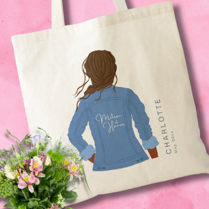 Tote Bag Denim Veste noir cheveux et la peau Matron d'honne