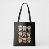 Tote Bag Dentaire Noël mignon Dentiste Santa Hat Xmas (Devant)