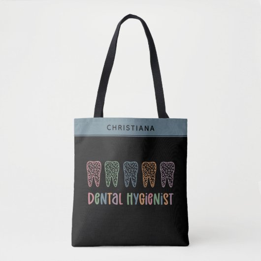 Tote Bag Dentaire personnalisé Hygiéniste dents Empreintes (Devant)