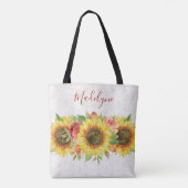 Tote Bag Dentelle de tournesol Aquarelle Floral (Dos)