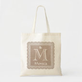 Tote Bag Dentelle faite sur commande V02E de toile de jute (Devant)
