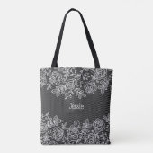 Tote Bag Dentelle florale transparente unique personnalisée (Dos)