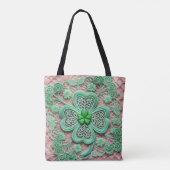 Tote Bag Dentelle monogramme vert trèfle Saint-Patrick (Dos)