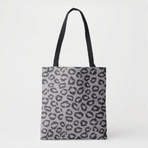 Tote Bag Dentelle nette noire avec le motif de léopard sur