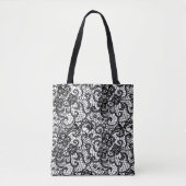 Tote Bag Dentelle noire en blanc (Devant)