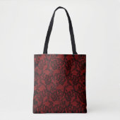 Tote Bag Dentelle Rouge Et Noir De Faux (Devant)