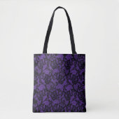 Tote Bag Dentelle violette et noire (Devant)